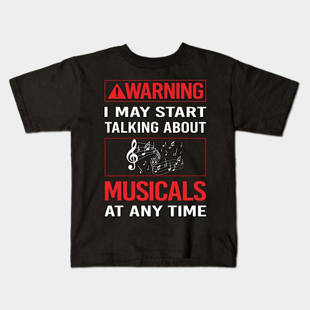 Red Warning Musicals Kids T-Shirt by Happy Life